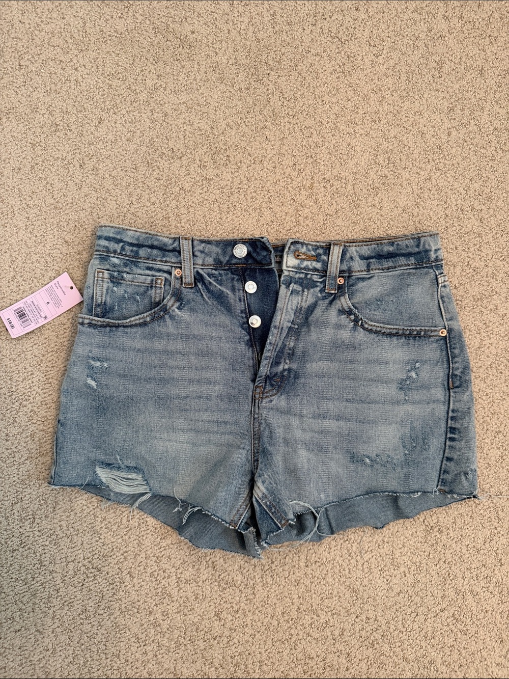 wild fable Light Blue Distressed High-Rise Denim Shorts